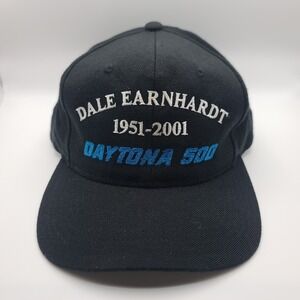 Vtg Dale Earnhardt Daytona 500‎ Memorial Snapback Hat Yupoong Black Racing Hat
